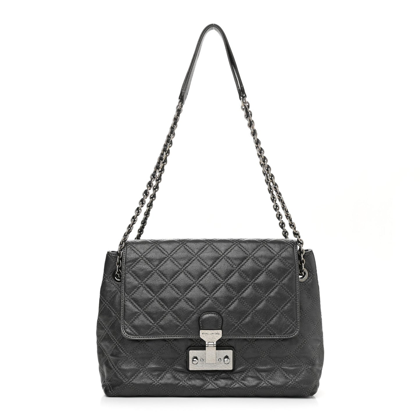 Lacquered Lambskin Baroque The XL Single Flap Pearl Anthracite