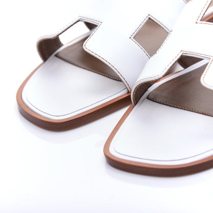 Hermes Box Calfskin Oran Sandals 39.5 White 5 of 11
