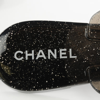 Chanel Jelly Camellia Thong Sandals 39 Black 6 of 7