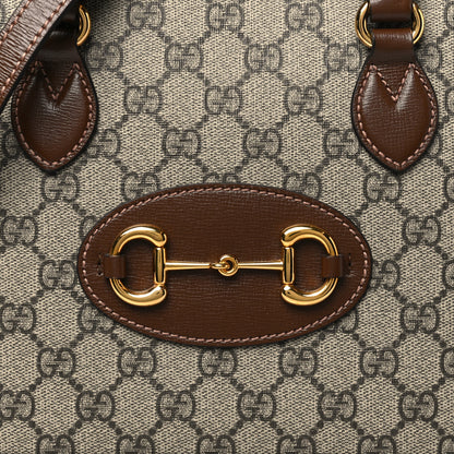 Gucci GG Supreme Monogram Azalea Calfskin Small Horsebit 1955 Top Handle Bag Beige Ebony Brown Sugar 8 of 11