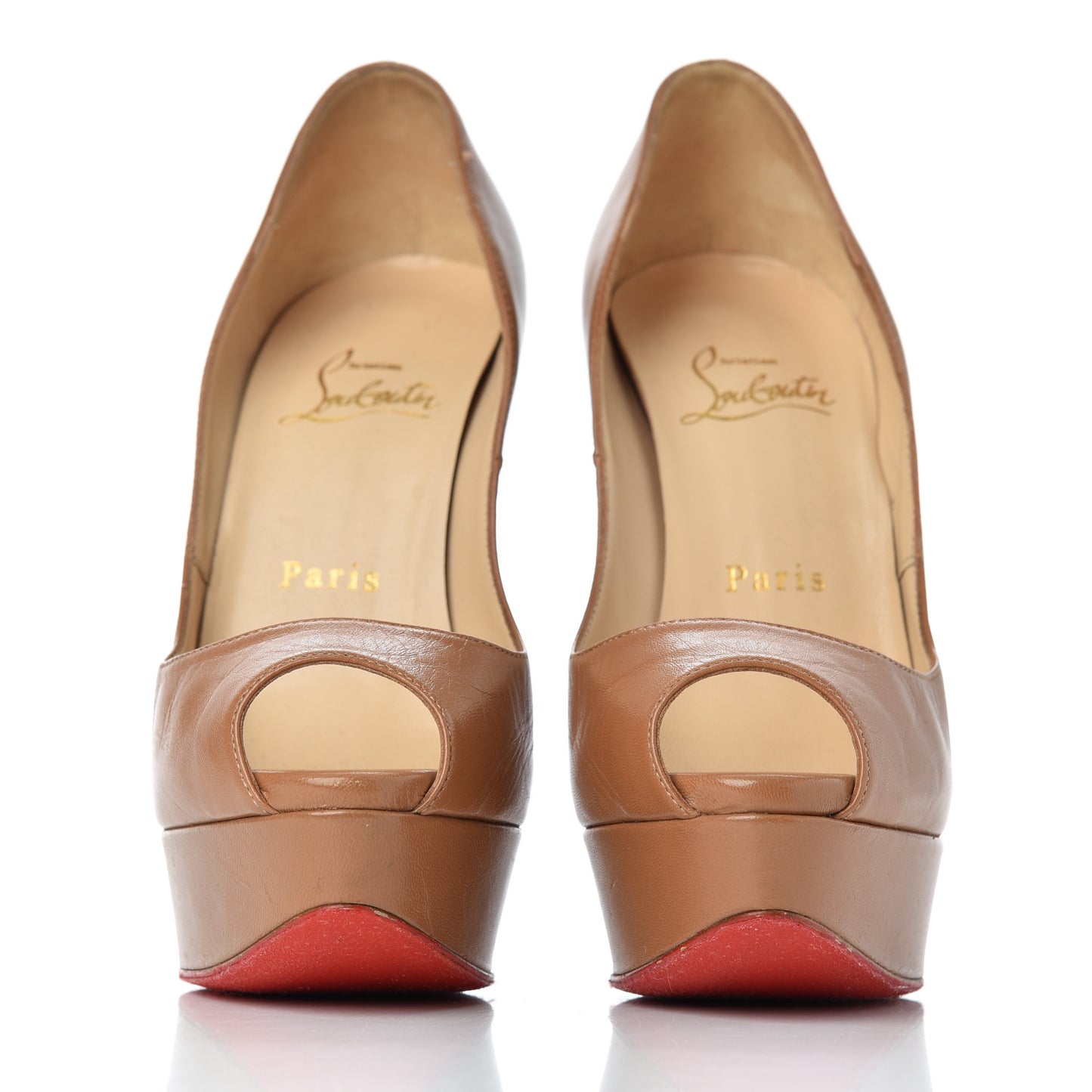 Calfskin Lady Peep 150 Pumps 36 Safari