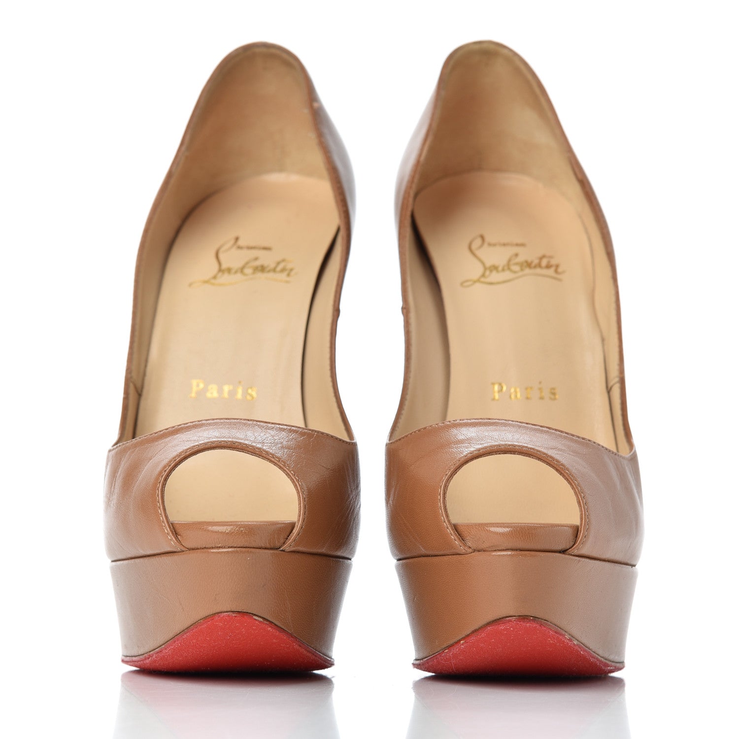 Christian Louboutin Calfskin Lady Peep 150 Pumps 36 Safari 2 of 25