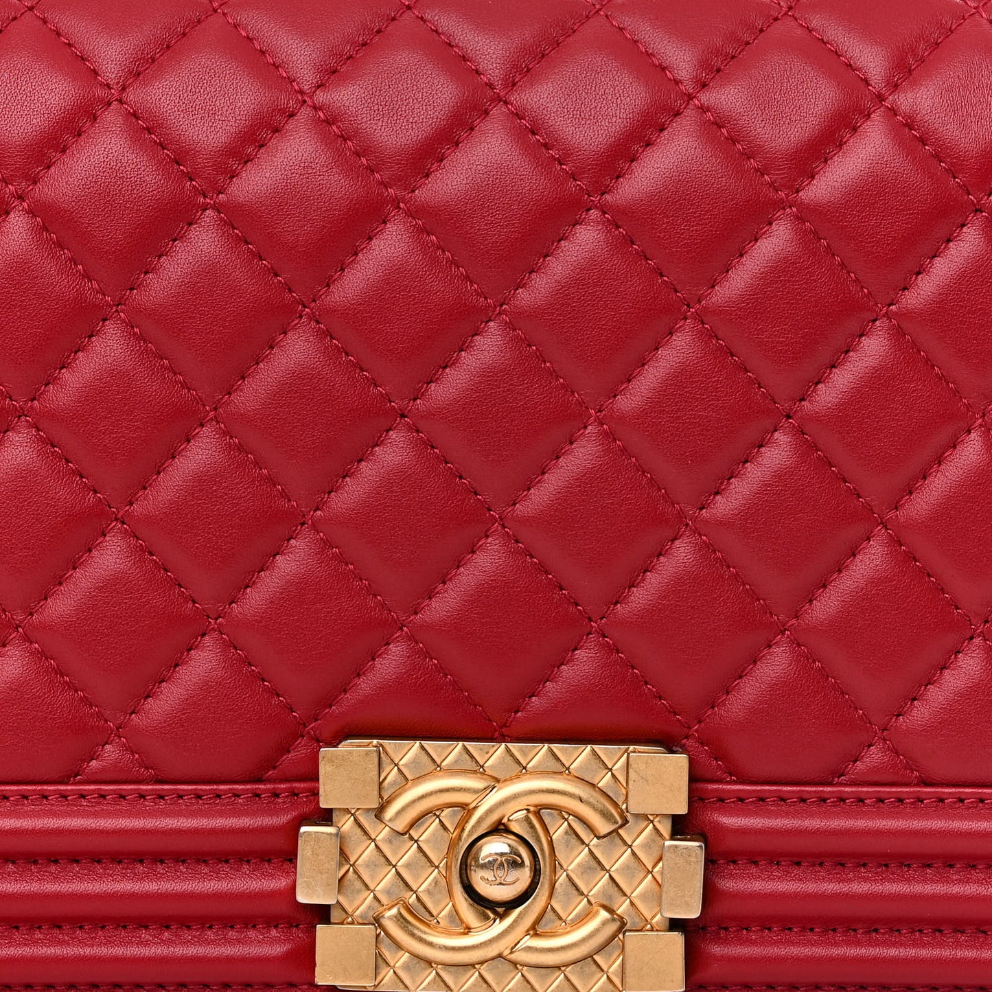 Calfskin Medium Boy Logo Top Handle Flap Red