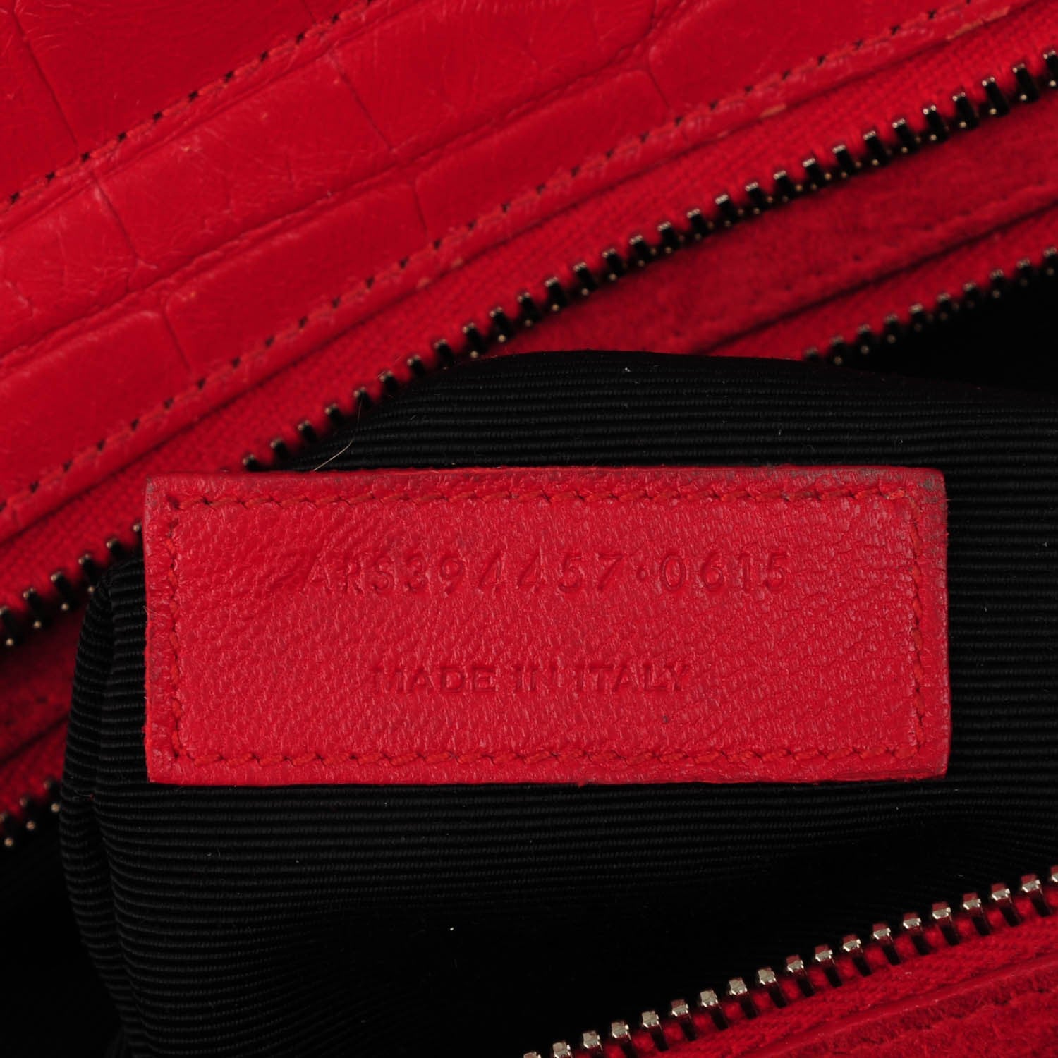 Saint Laurent Calfskin Crocodile Embossed Medium Cabas Rive Gauche Red 7 of 10
