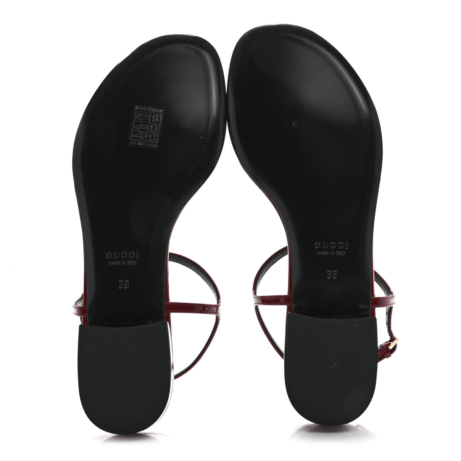 Gucci Vernice Crystal Signoria Thong Sandals 39 Rosso Ancora 6 of 9