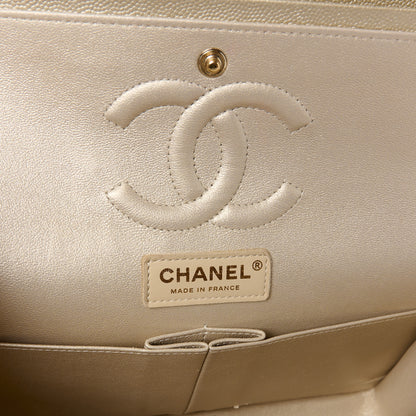 Chanel Metallic Caviar Quilted Medium Double Flap Light Gold 6 of 12