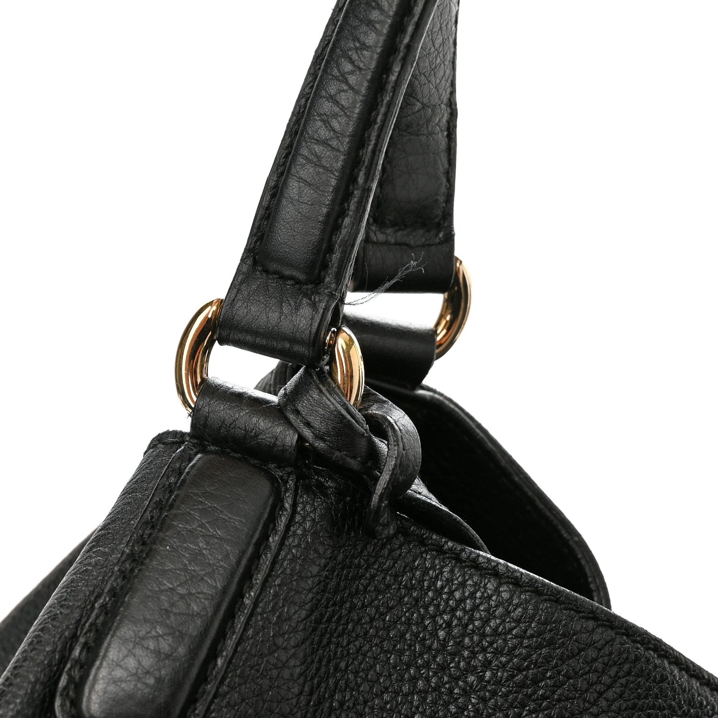Pebbled Calfskin Large Soho Shoulder Bag Black