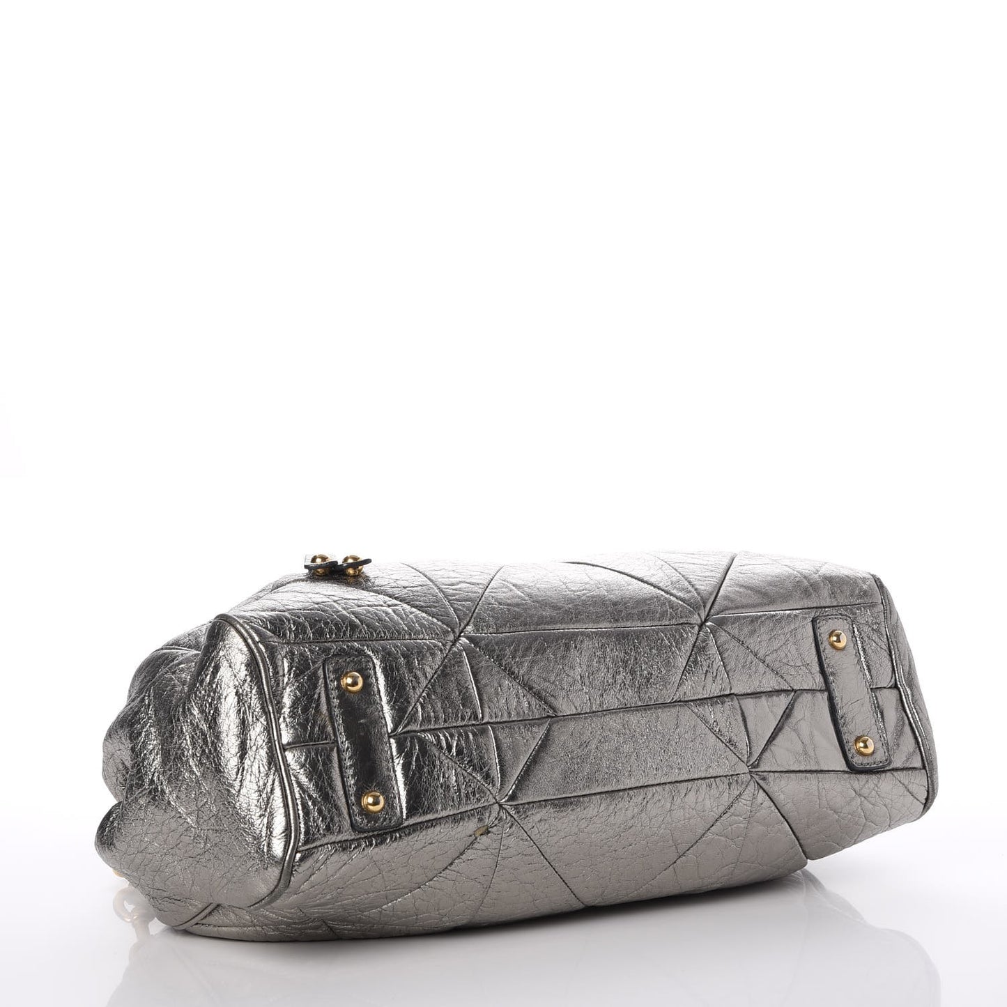 Metallic Calfskin Patchwork Stam Silver