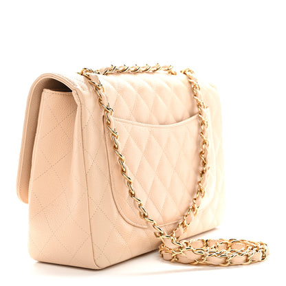 Chanel Caviar Quilted Jumbo Double Flap Light Beige 3 of 12