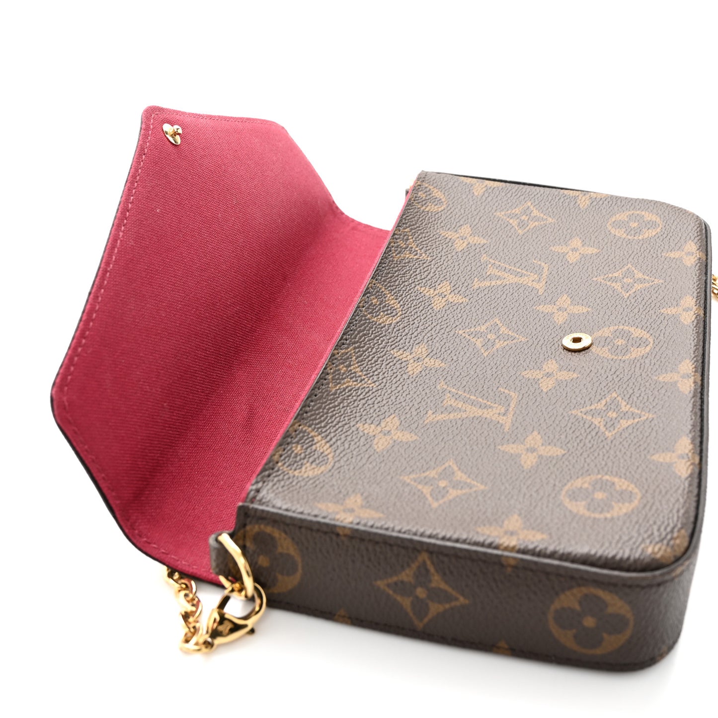 Monogram Pochette Felicie Chain Wallet Fuchsia