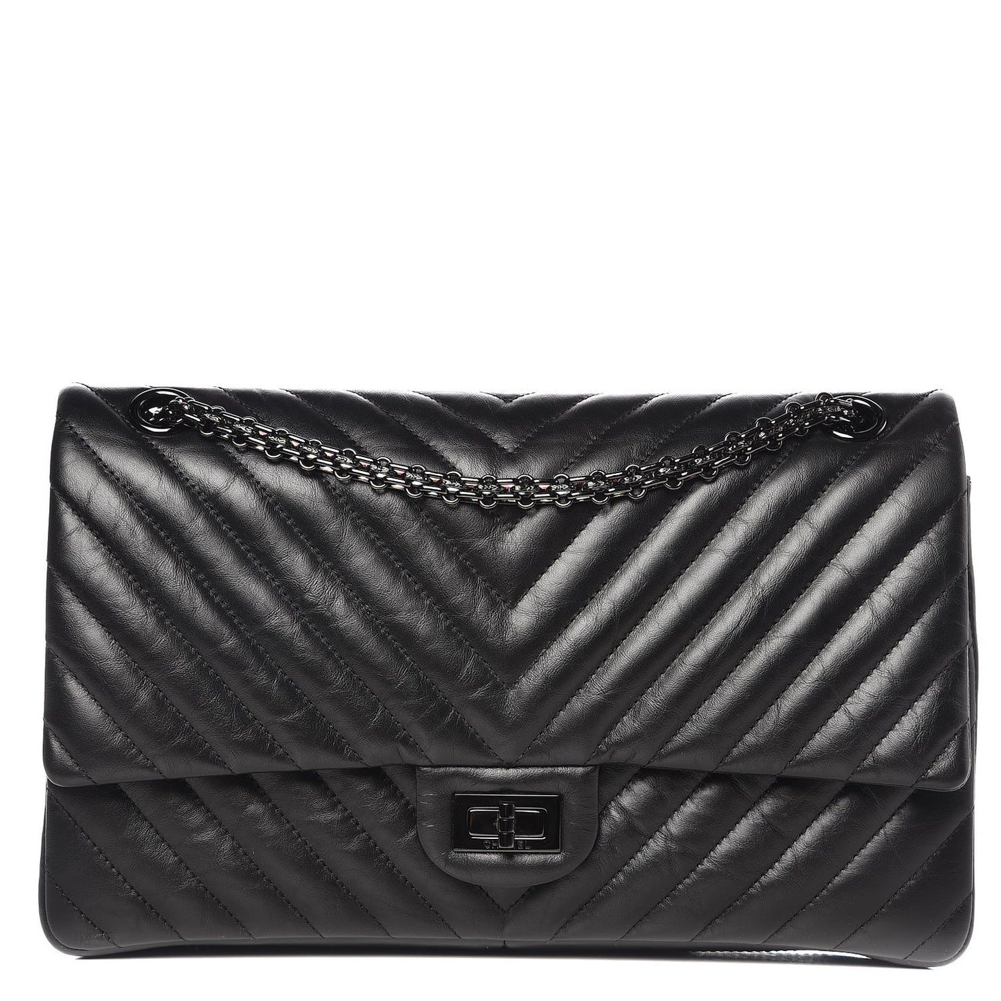 Aged Calfskin Chevron Quilted 2.55 Reissue 226 So Black