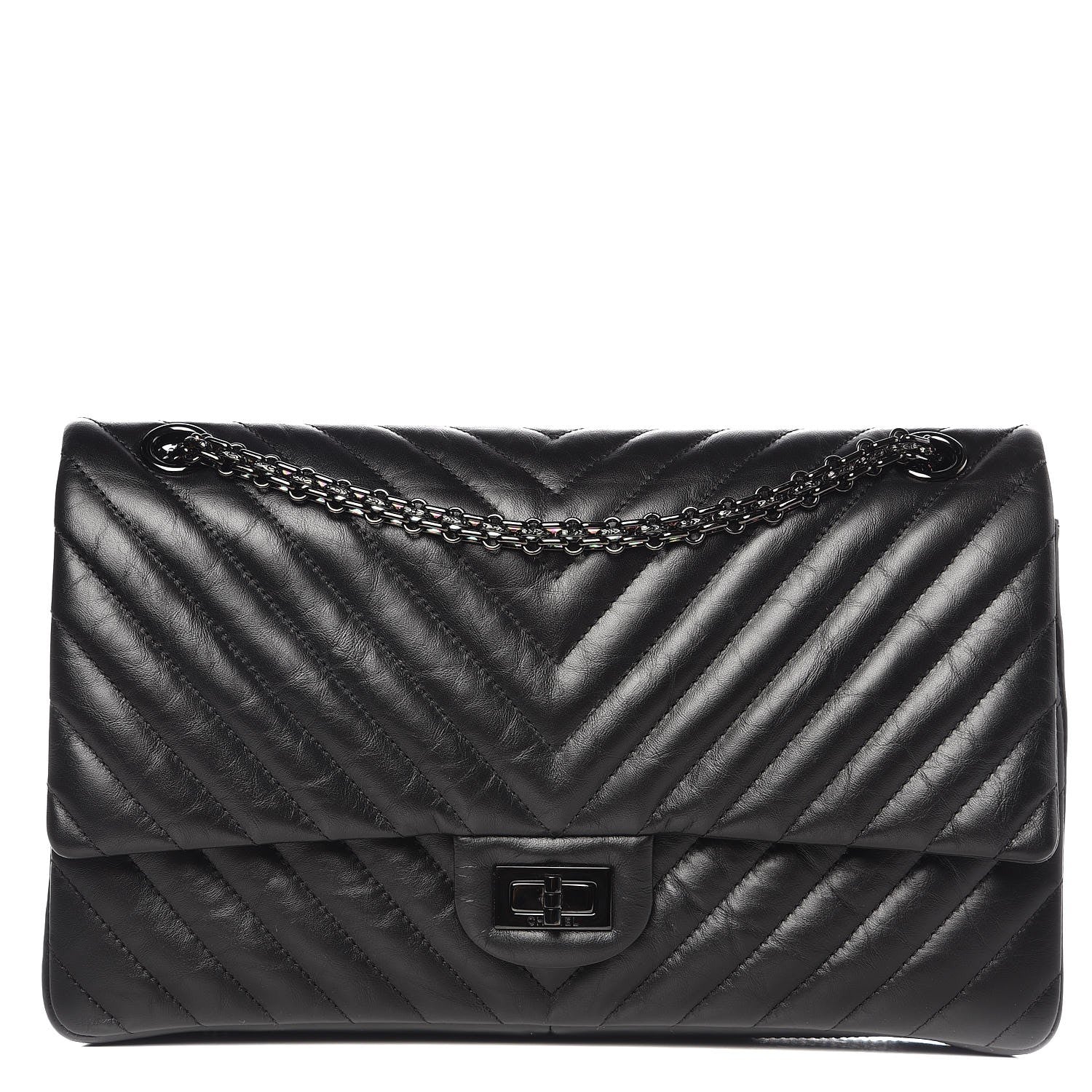 Chanel Aged Calfskin Chevron Quilted 2.55 Reissue 226 So Black 1 of 8
