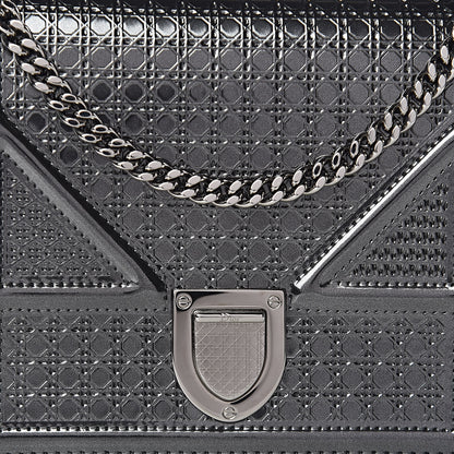 Christian Dior Metallic Patent Micro-Cannage Diorama Wallet on Chain Pouch Onyx Black 11 of 14