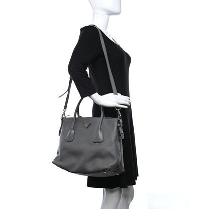 Prada Vitello Daino Side Zip Tote Marmo 2 of 10