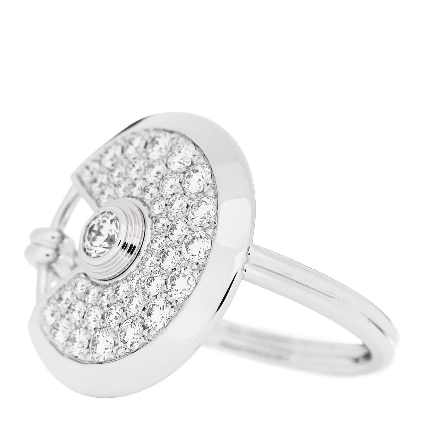 18K White Gold Diamond SM Amulette de Cartier Ring 52 6