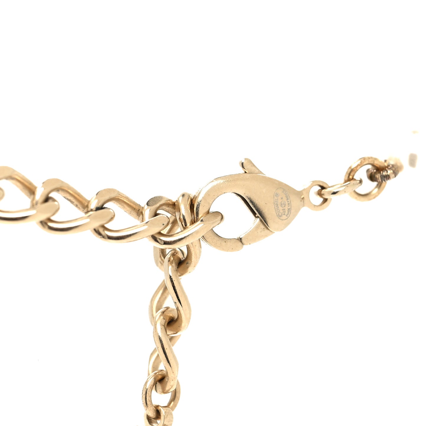Pearl Crystal Baguette CC Short Necklace Gold