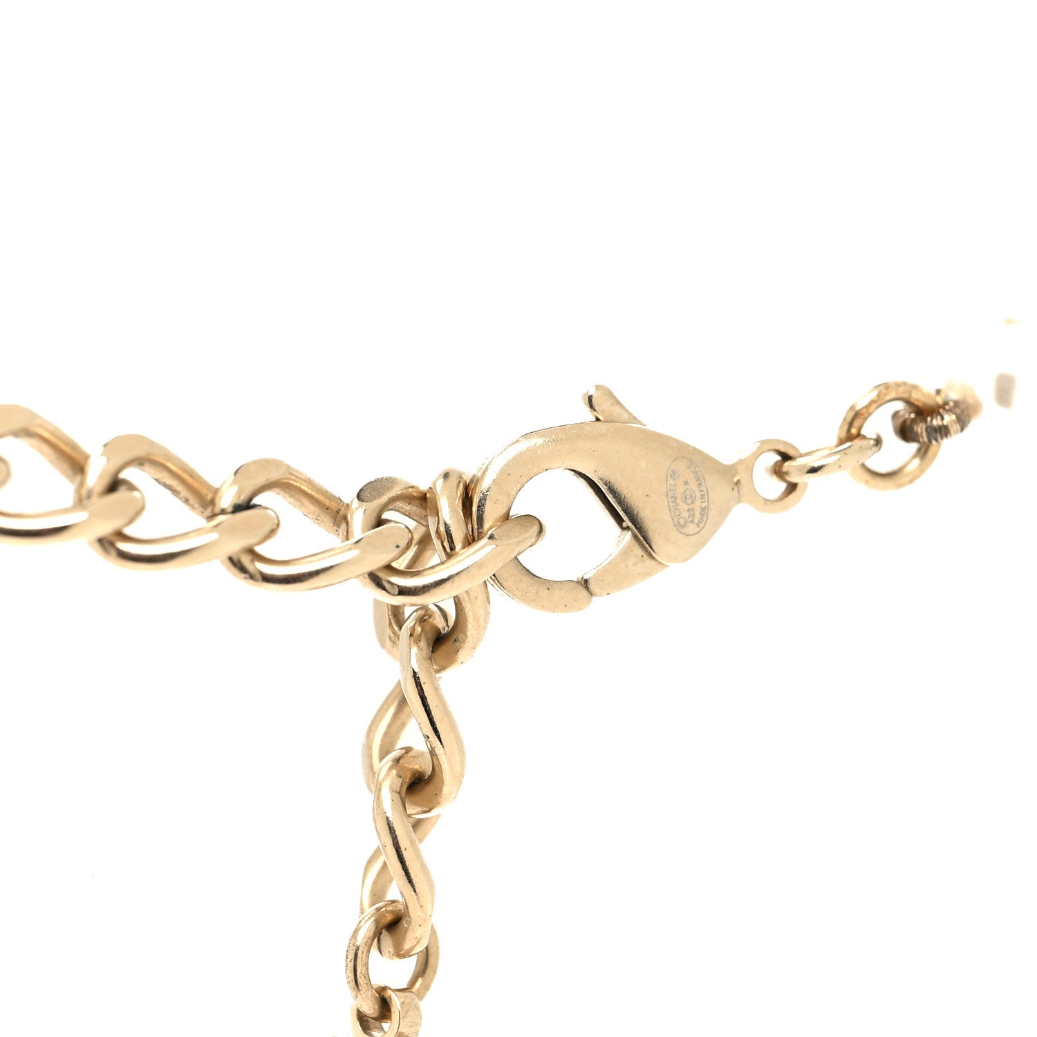 Chanel Pearl Crystal Baguette CC Short Necklace Gold 4 of 5