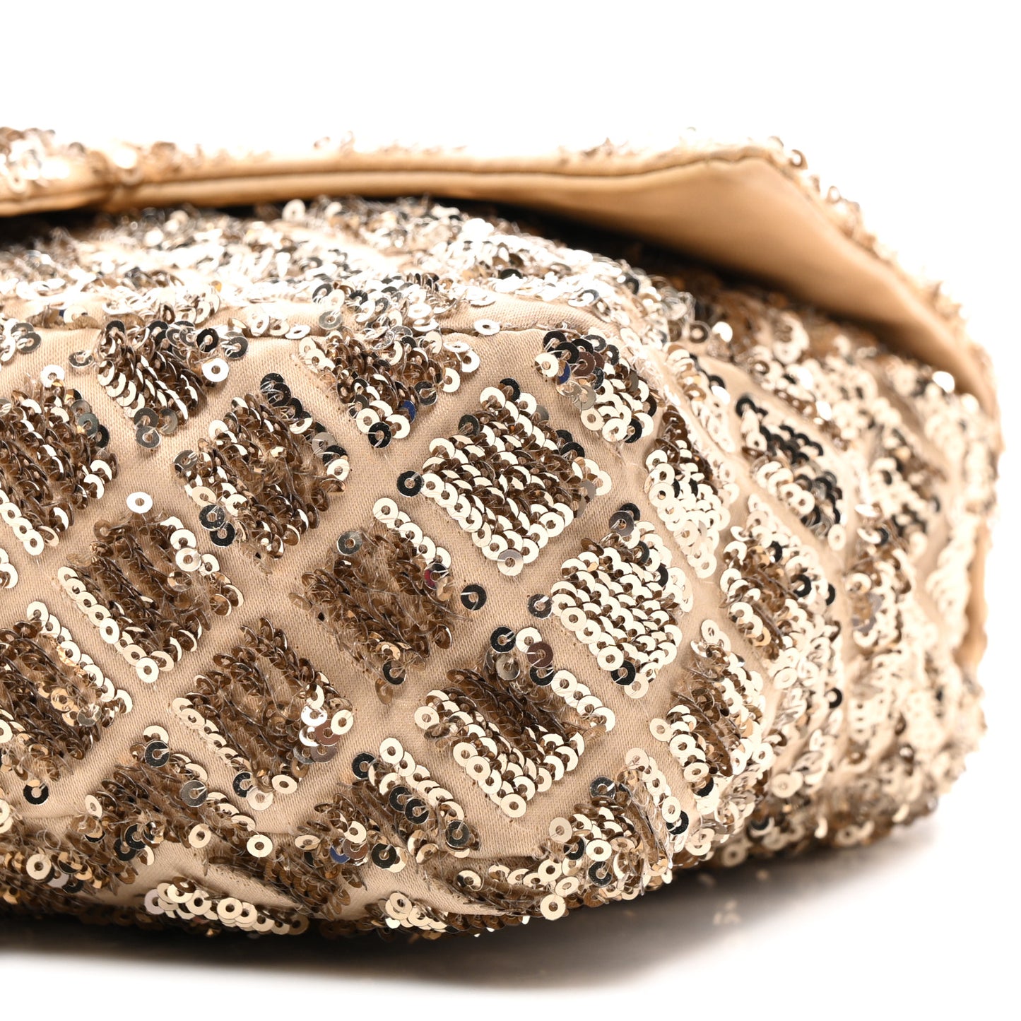 Sequin Quilted Medium Single Flap Gold