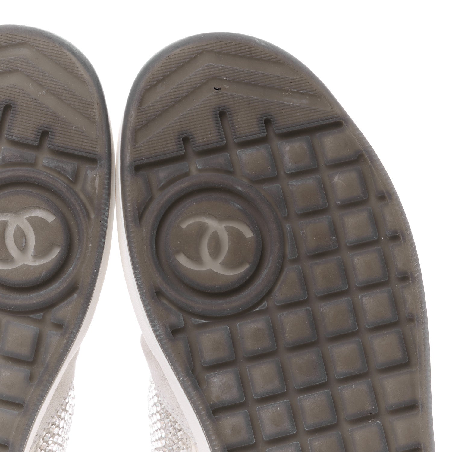 Chanel Calfskin Suede Crystal Womens CC Sneakers 36 White 6 of 11