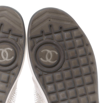 Chanel Calfskin Suede Crystal Womens CC Sneakers 36 White 6 of 11