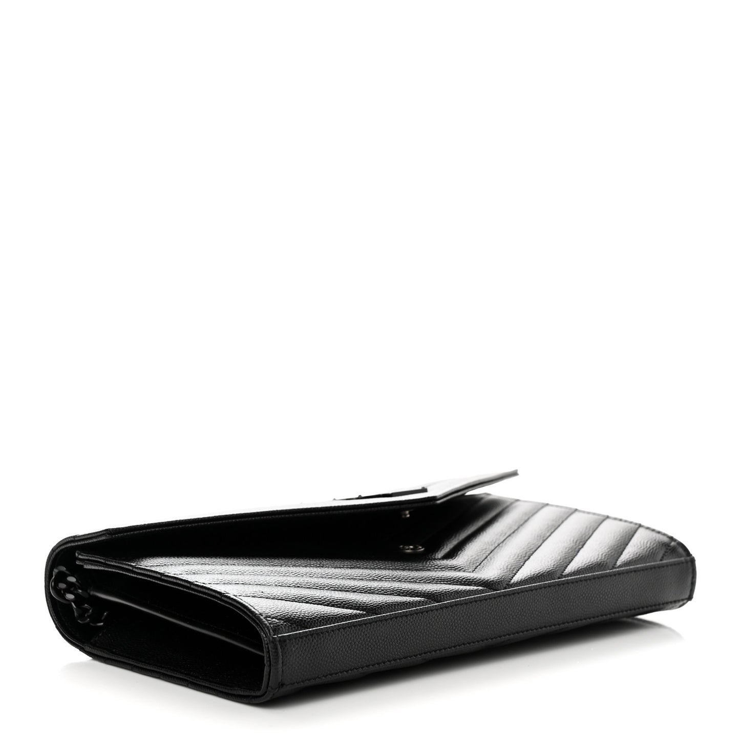Grain De Poudre Matelasse Chevron Monogram Monochrome Chain Wallet Black
