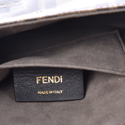 Fendi Glazed Fabric Vitello Century FF 1974 Stamp Patch Mini Double F Crossbody Bag Mogano Panna Fragola 6 of 7