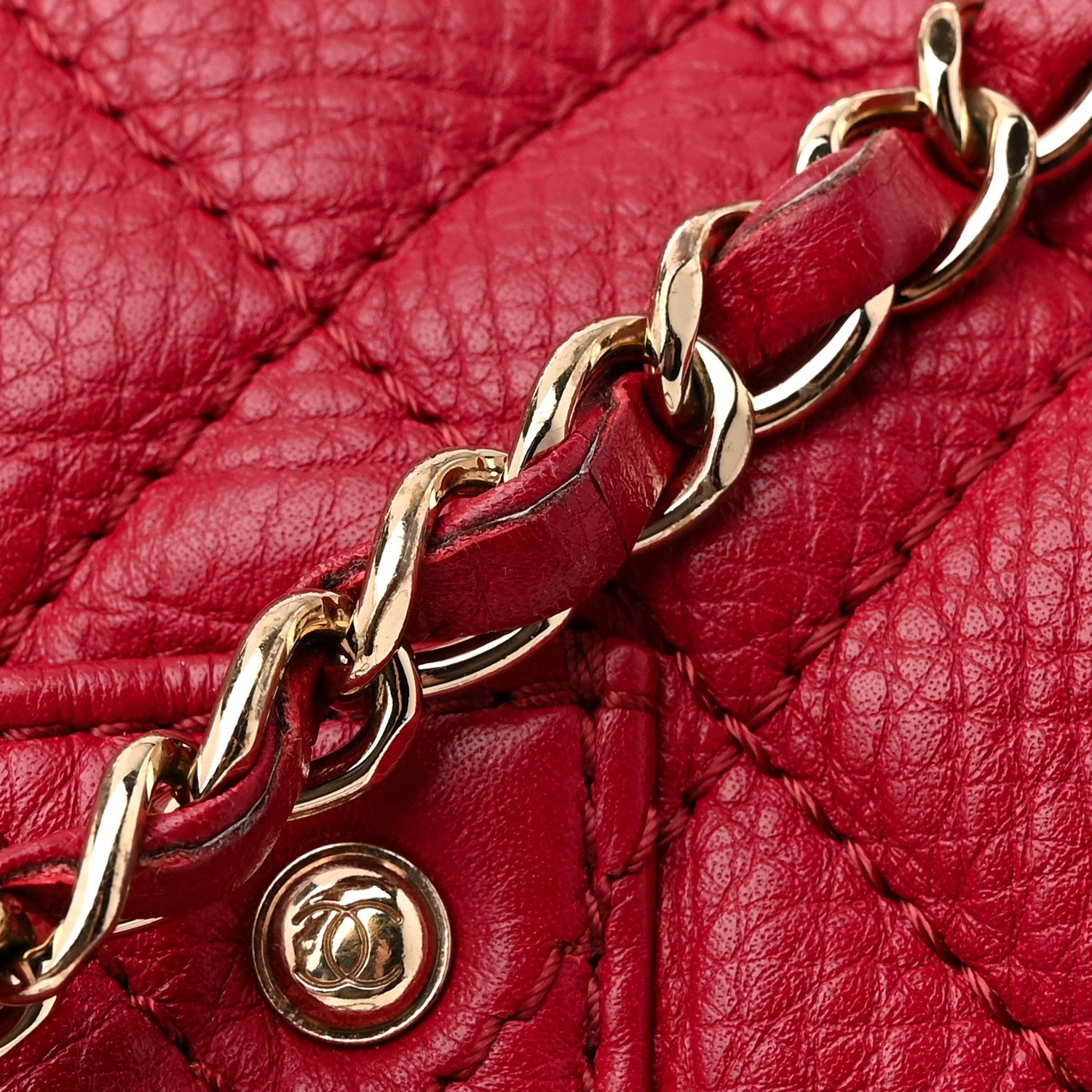 Chanel Metallized Calfskin Quilted Small XXL Travel Flap Bag Red 12 of 12