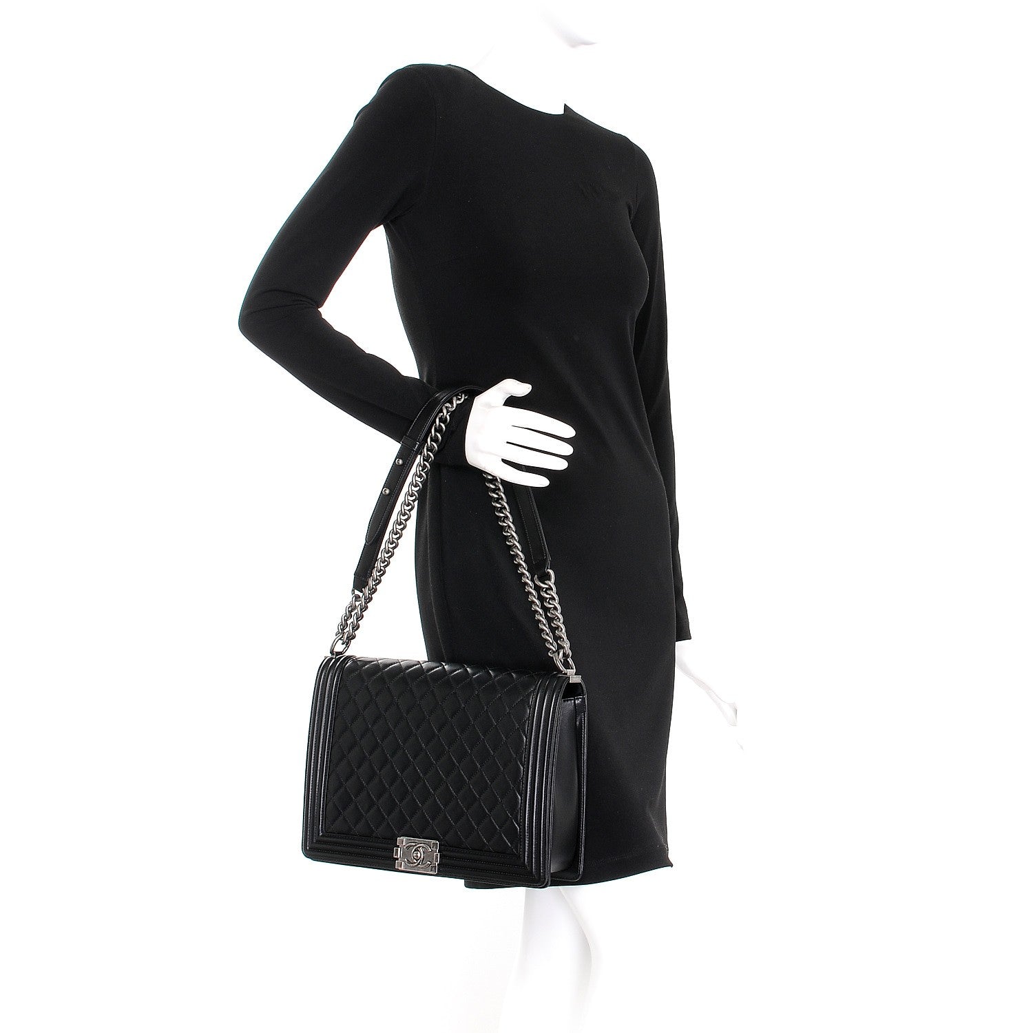 Chanel Lambskin Quilted Large Boy Flap Black 3 of 9