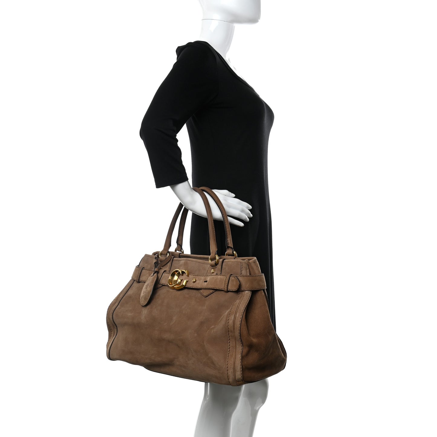 Suede Large GG Running Tote Brown
