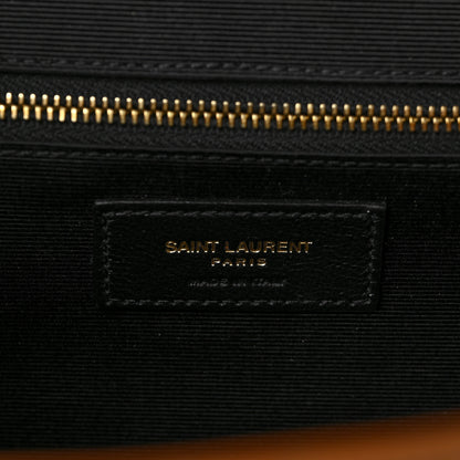 Saint Laurent Grain De Poudre Textured Mixed Matelasse Triquilt Large Monogram Satchel Naturel 6 of 8