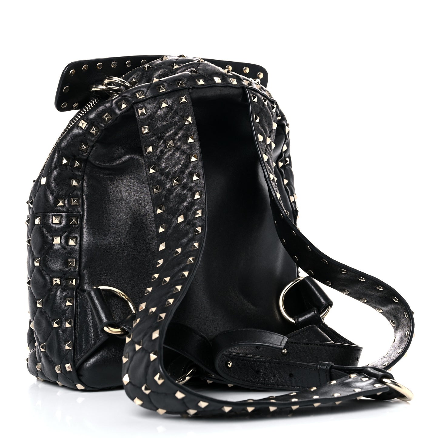 Nappa Quilted Small Rockstud Spike Backpack Black