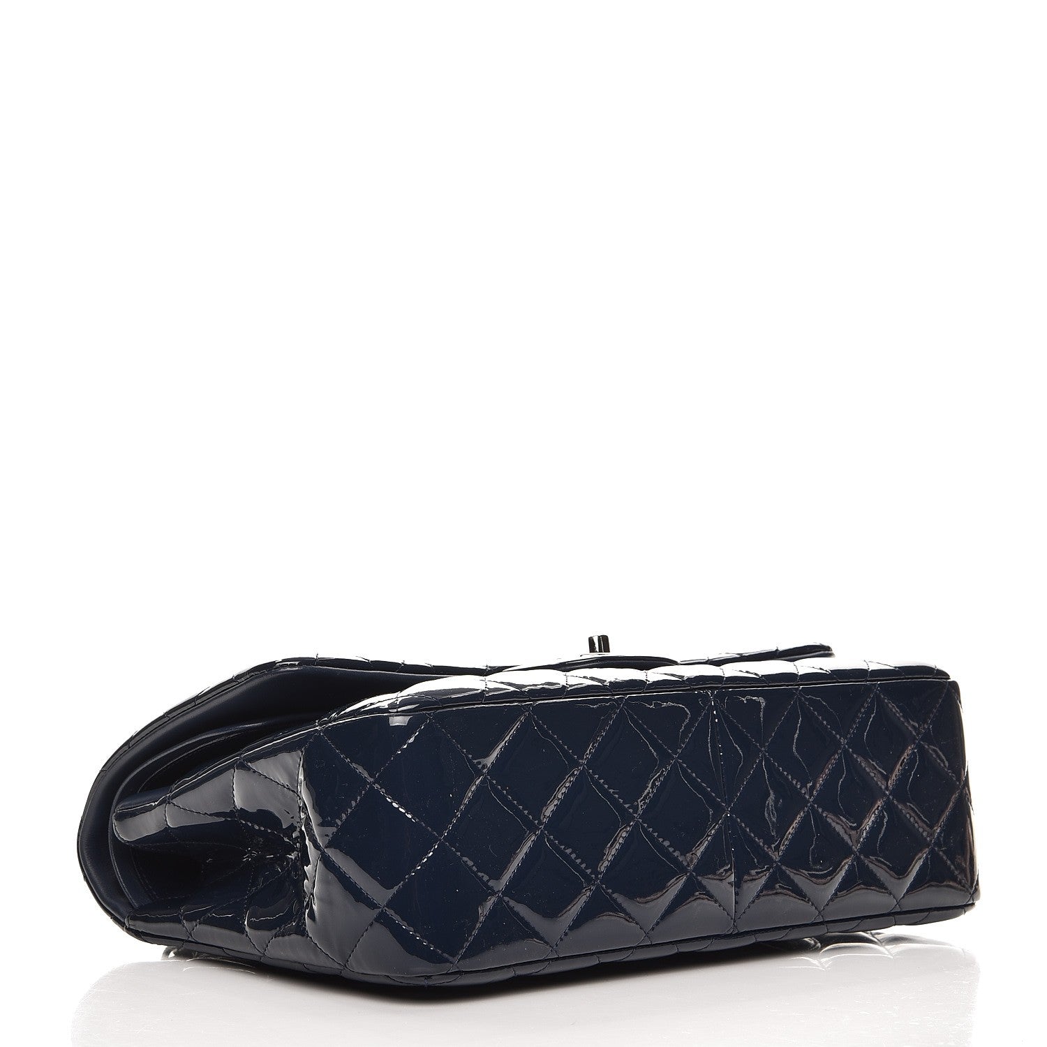 Chanel Patent Quilted Jumbo Double Flap Navy Blue 5 of 10
