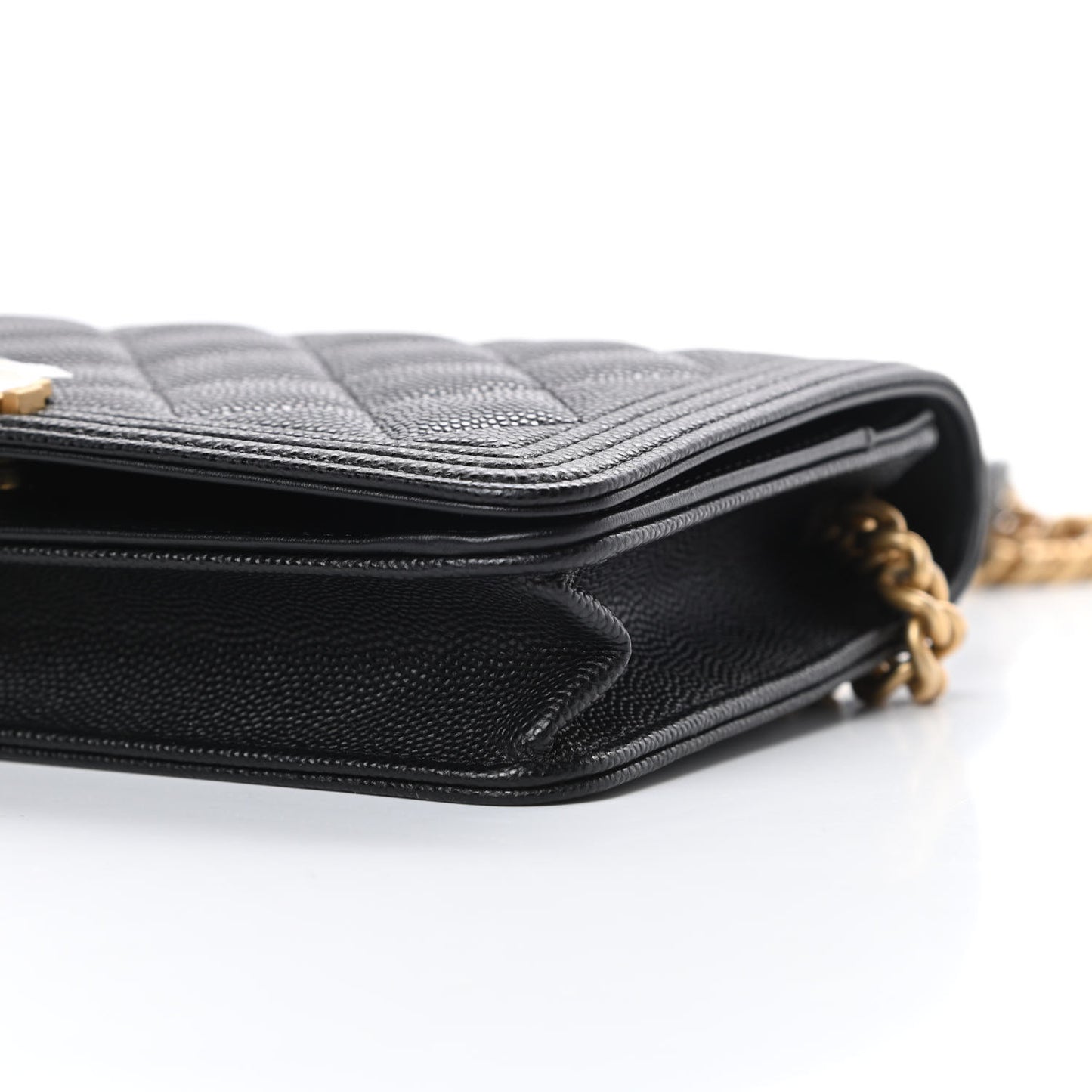 Caviar Quilted Boy Wallet On Chain WOC Black