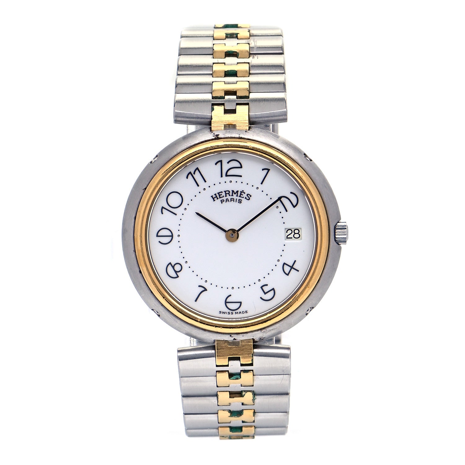 Hermes Stainless Steel 33mm Clipper Quartz Watch White 1 of 6