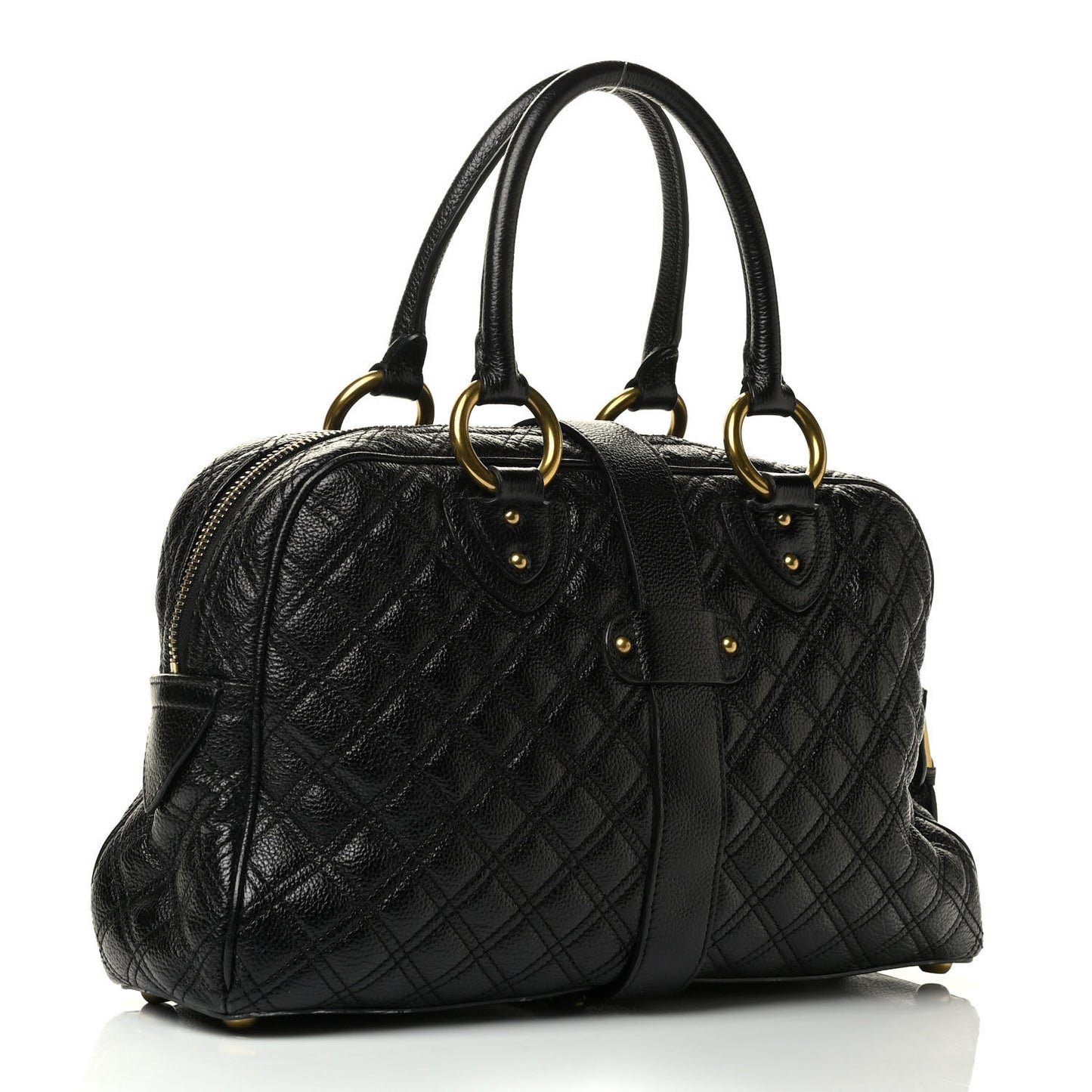 Calfskin Quilted Venetia Satchel Black