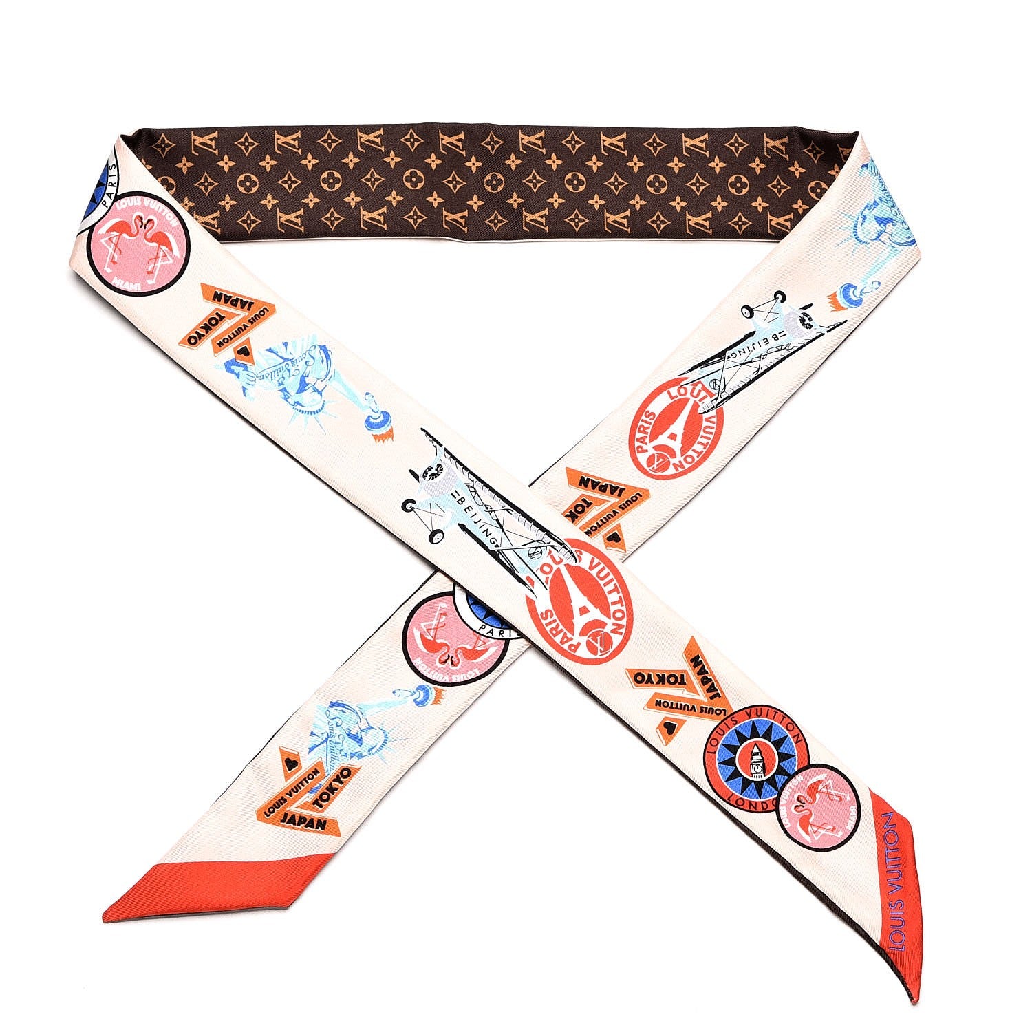 Louis Vuitton Silk Monogram World Tour Stickers BB Bandeau Nude 1 of 5