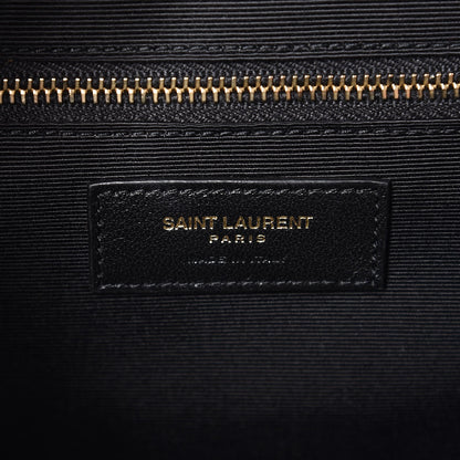 Saint Laurent Grain De Poudre Mixed Matelasse Large Triquilt Monogram Satchel Deep Marine 8 of 8