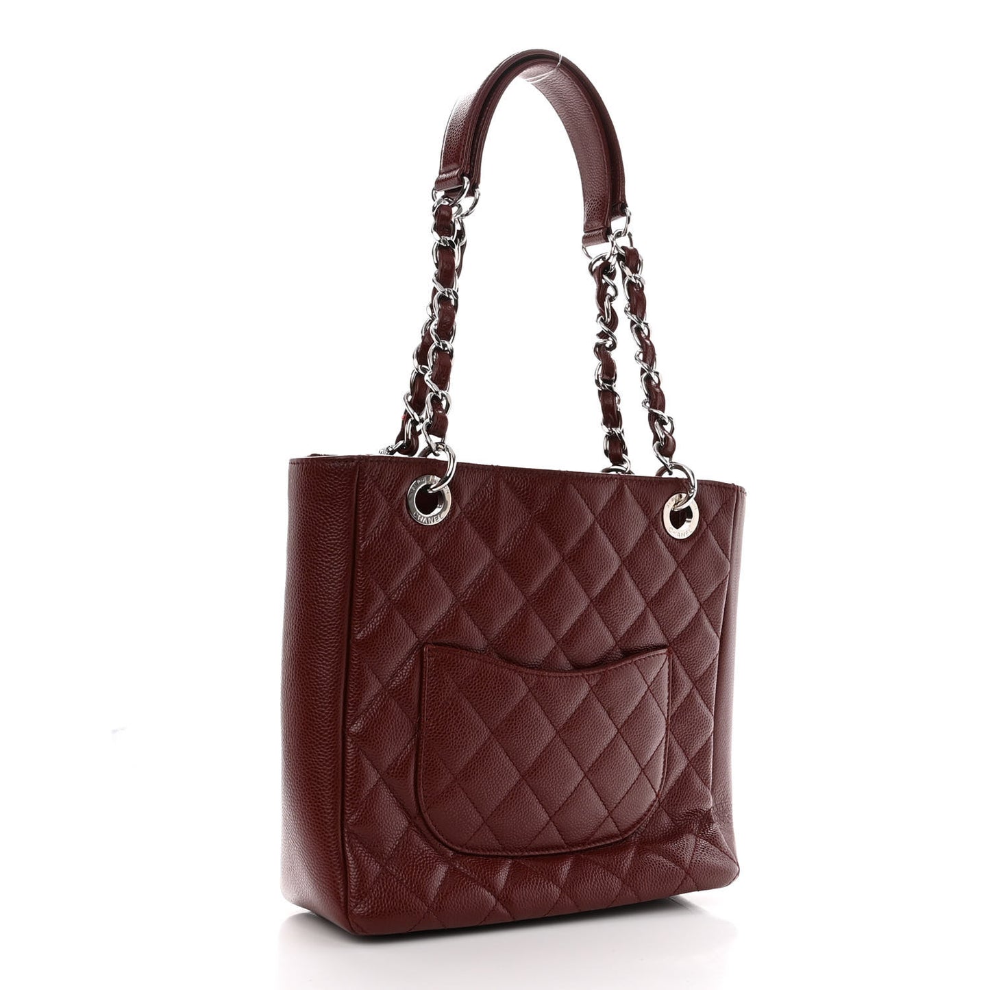 Caviar Quilted Petit Shopping Tote PST Burgundy