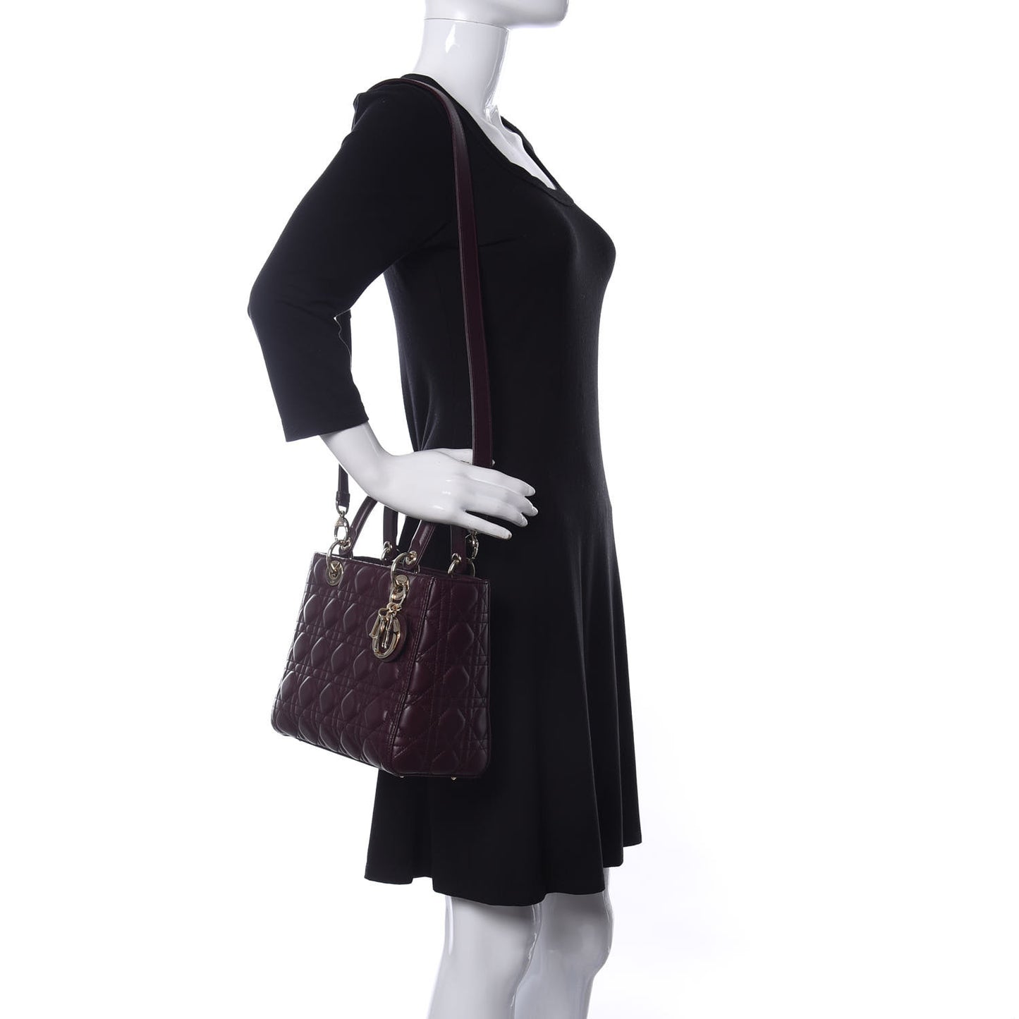 Lambskin Cannage Medium Lady Dior Burgundy