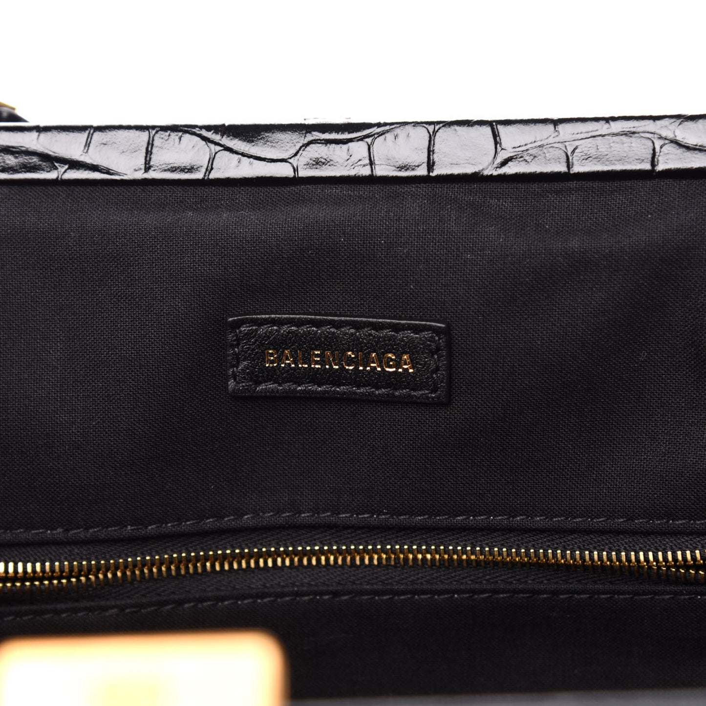 Shiny Supple Calfskin Logo Crocodile Embossed Cloud Crossbody Bag Black White