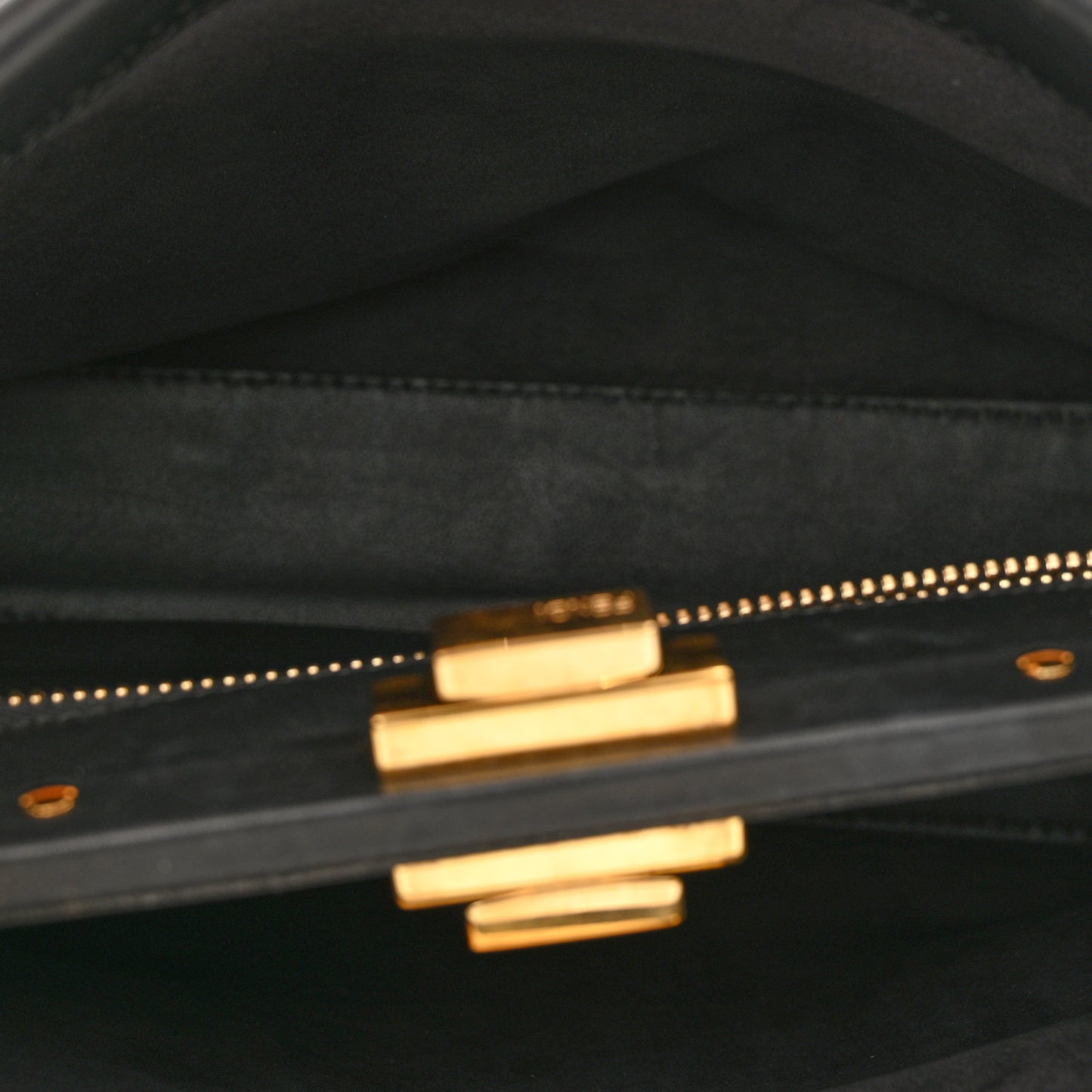 Vitello Seta Gold Studded Medium Peekaboo Iconic Satchel Black