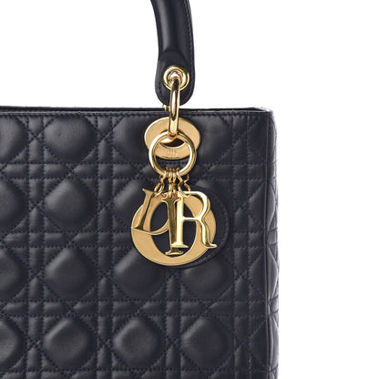 Christian Dior Lambskin Cannage Medium Lady Dior Navy Blue 11 of 11