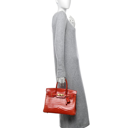 Hermes Shiny Niloticus Crocodile Birkin 30 Sanguine 3 of 15