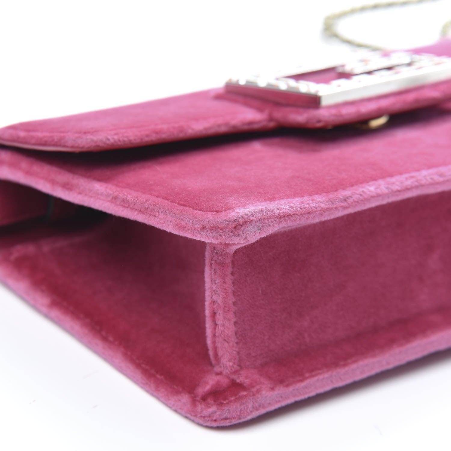 Gucci Velvet Crystal Square G Shoulder Bag Light Raspberry Rose 8 of 11