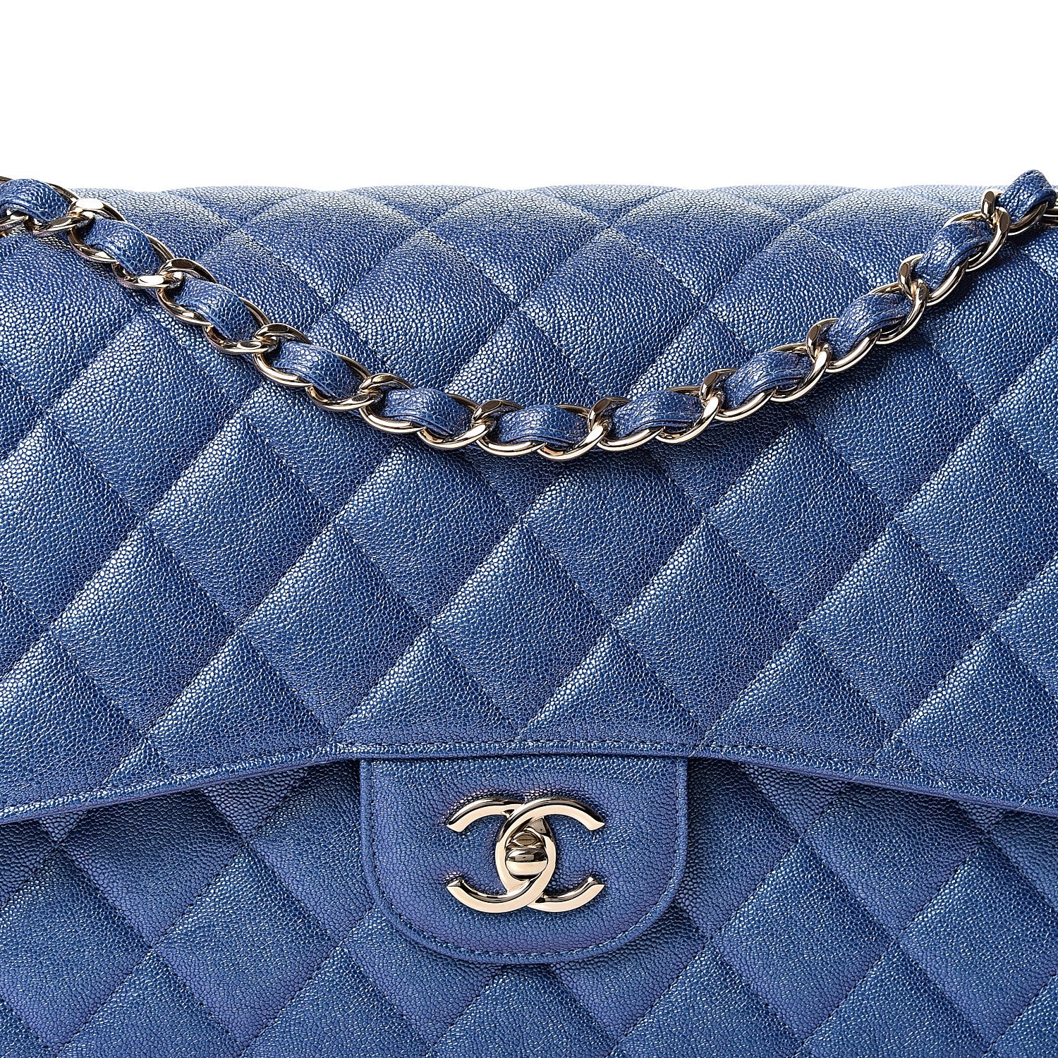 Chanel Iridescent Caviar Quilted Jumbo Double Flap Dark Blue 7 of 9