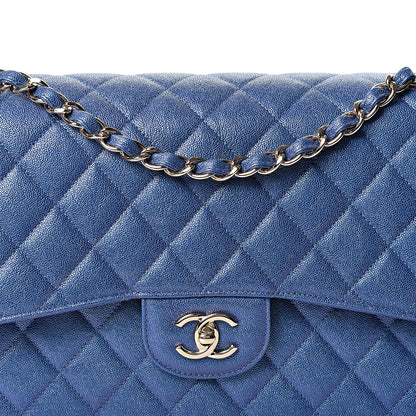 Chanel Iridescent Caviar Quilted Jumbo Double Flap Dark Blue 7 of 9