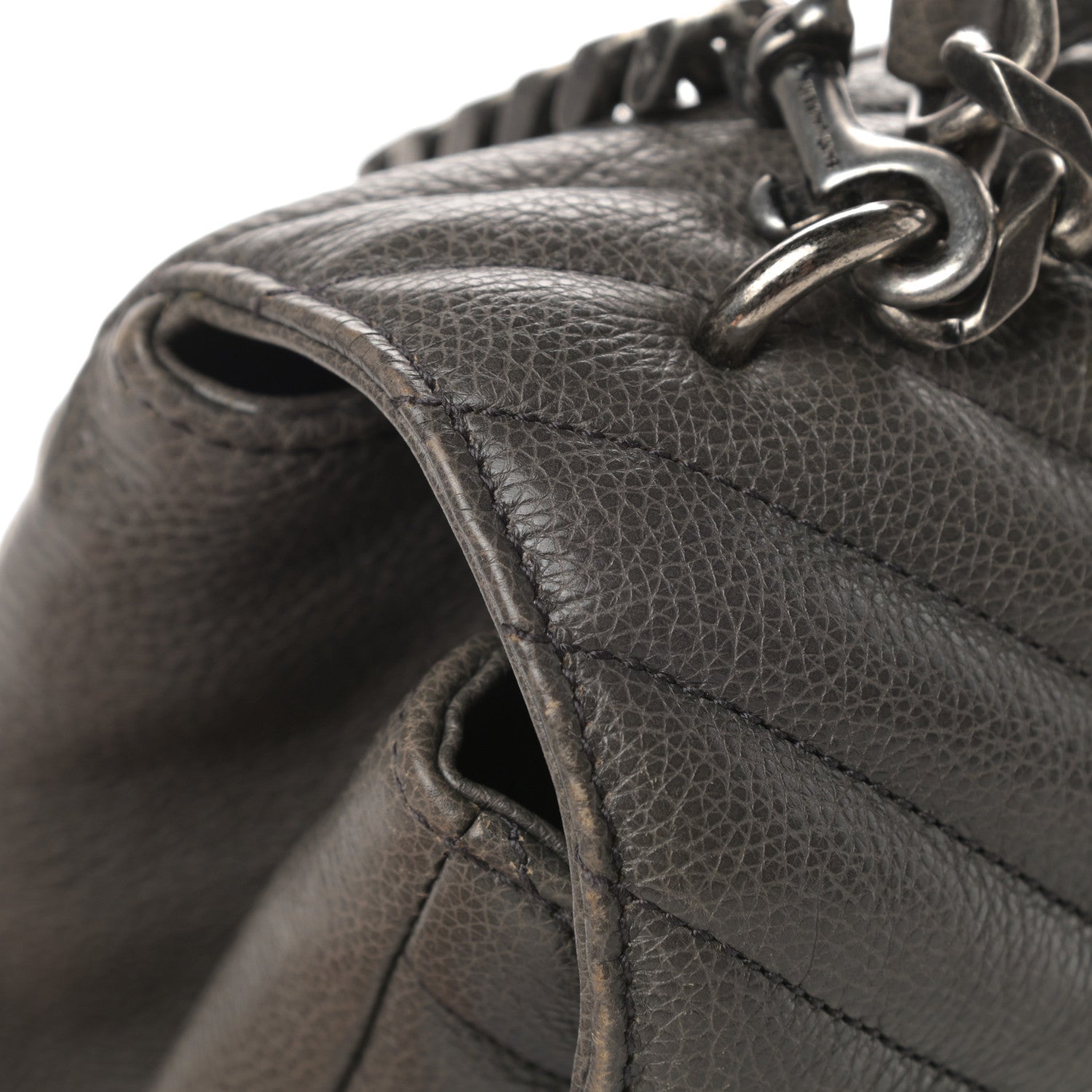 Saint Laurent Calfskin Matelasse Chevron Monogram Large College Satchel Light Coal 15 of 18