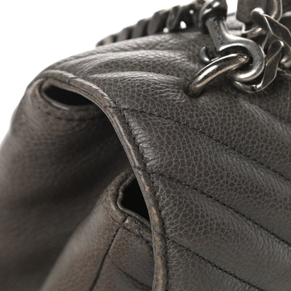 Saint Laurent Calfskin Matelasse Chevron Monogram Large College Satchel Light Coal 15 of 18