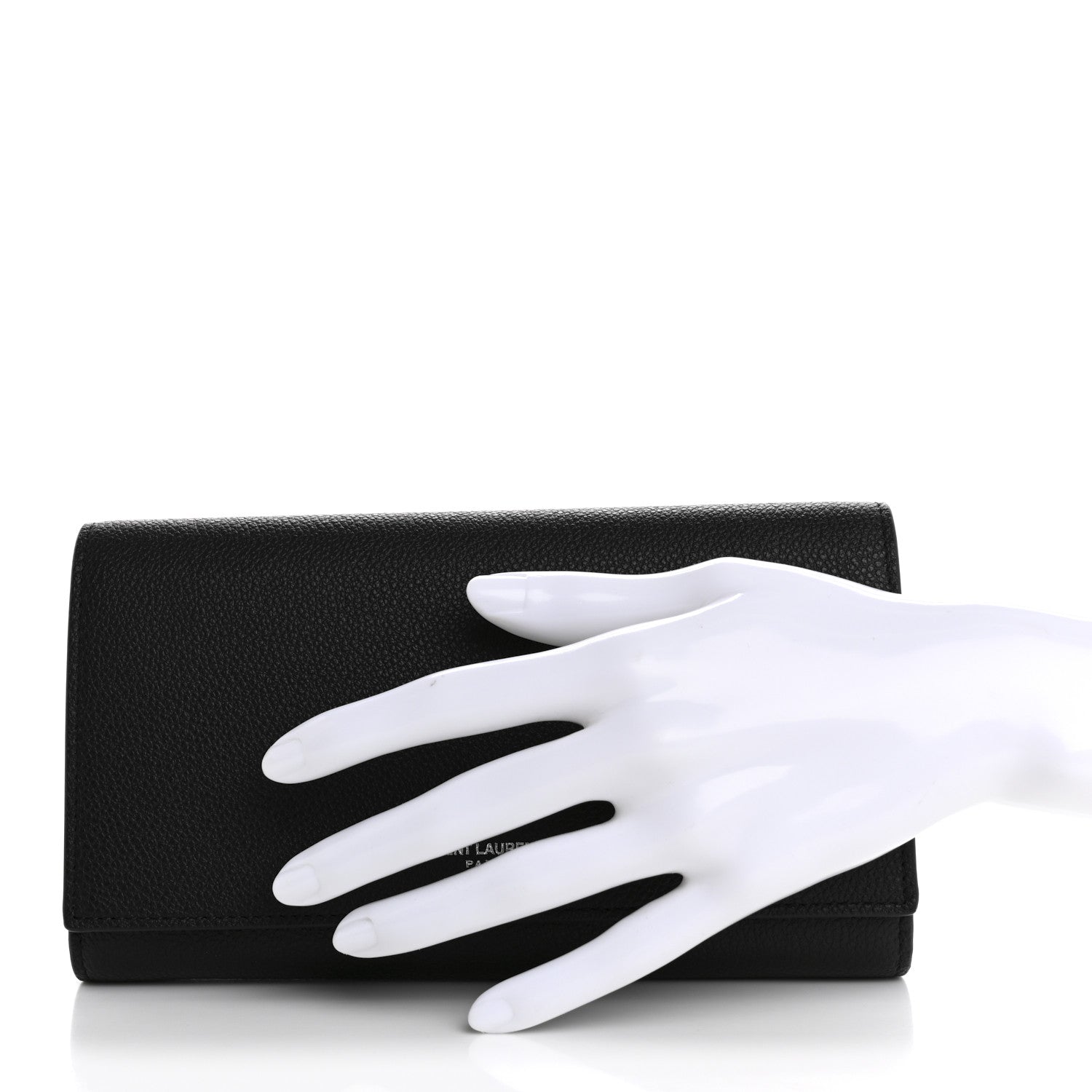 Saint Laurent Grained Calfskin Rive Gauche Classic Large Wallet Black 2 of 9