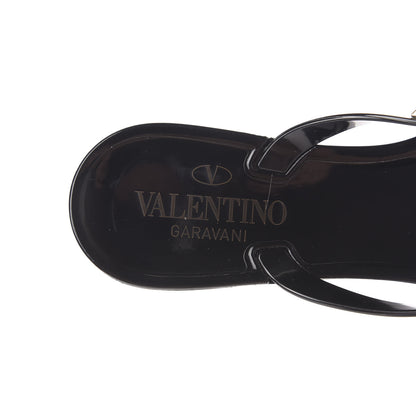 Valentino Garavani PVC Jelly Rockstud Bow Thong Sandals 37 Black 6 of 8